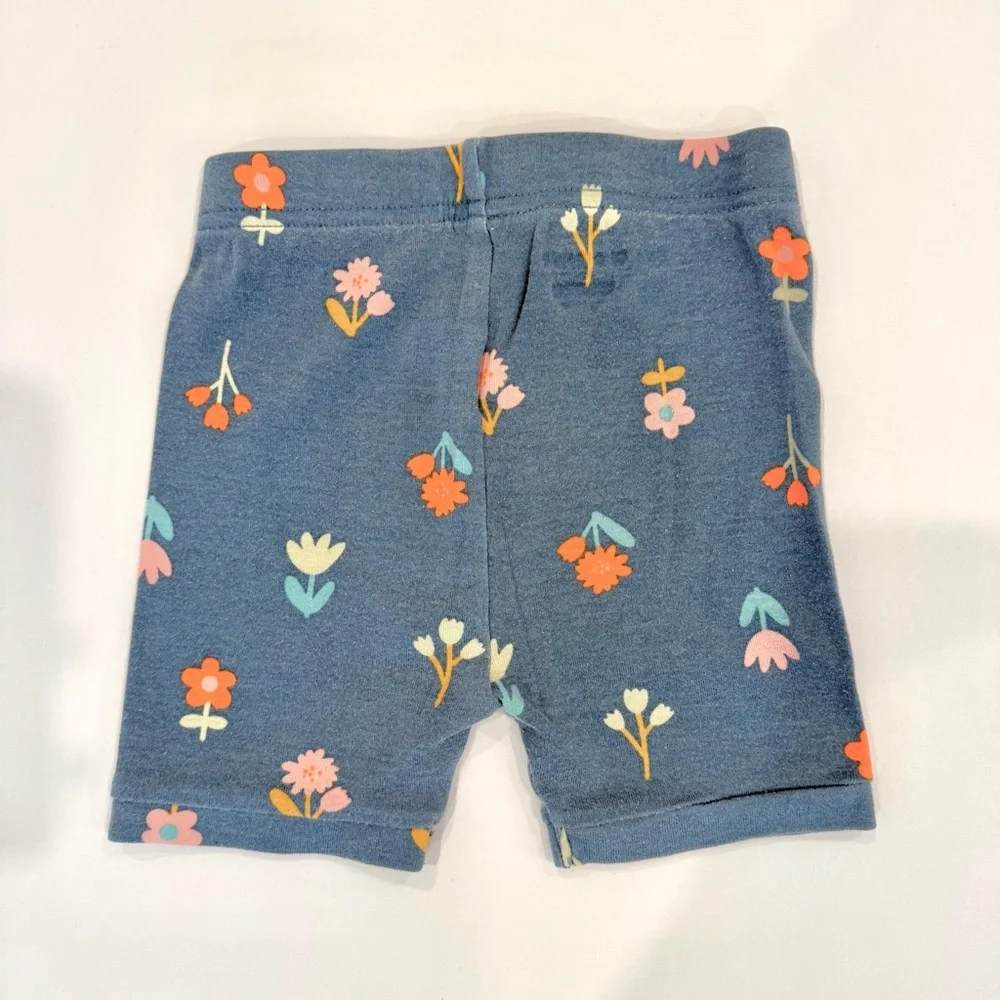Old Navy Blue Teal Floral Toddler Girls Short Sleeve and Shorts Pajama Set - 3T